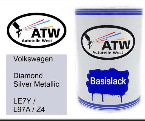Volkswagen, Diamond Silver Metallic, LE7Y / L97A / Z4: 500ml Lackdose, von ATW Autoteile West.